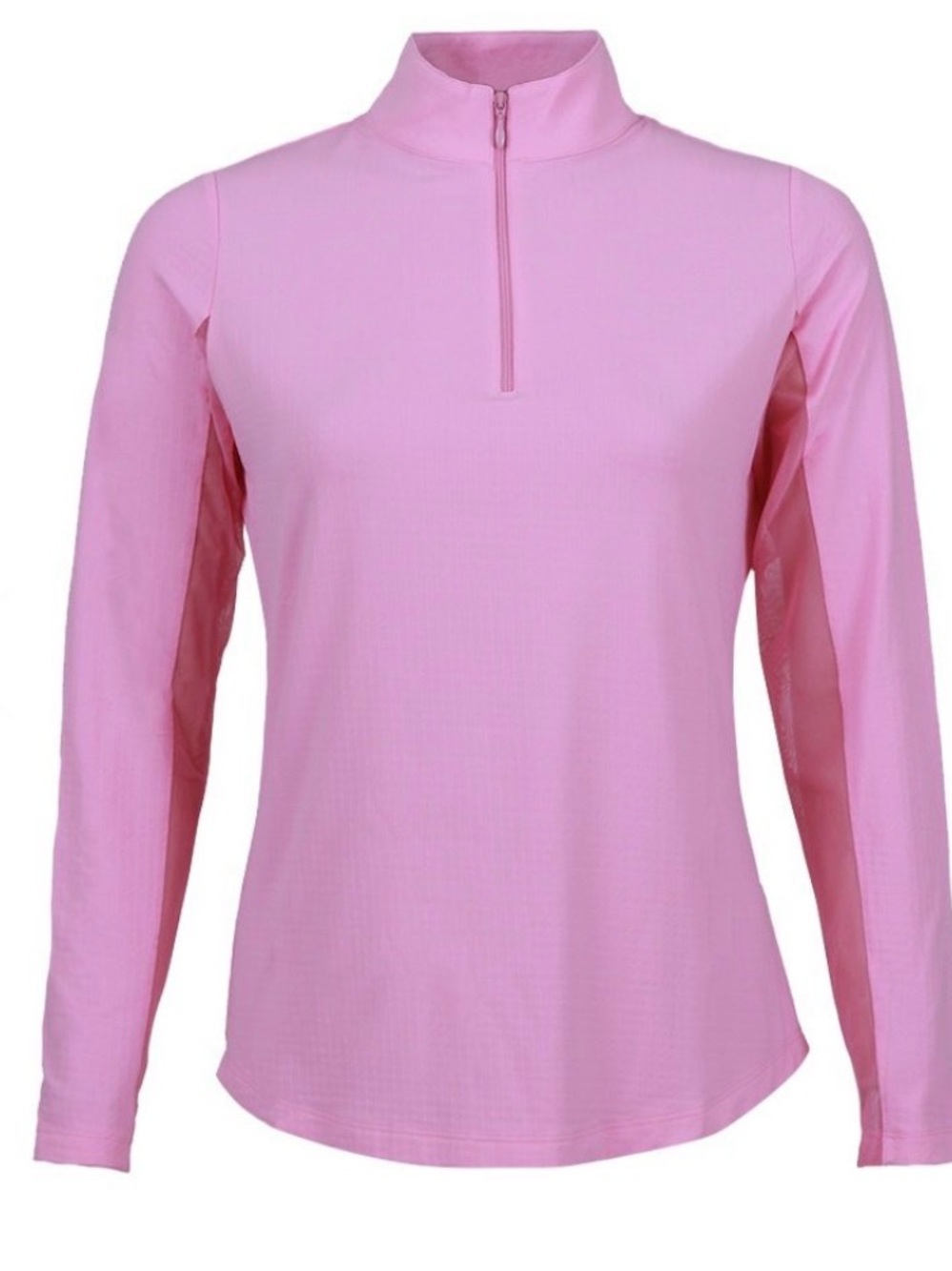 IBKUL Womens Long Sleeve Mock Solid Top in Candy Pink Outdoors UPF 50+ - Picture 2 of 9